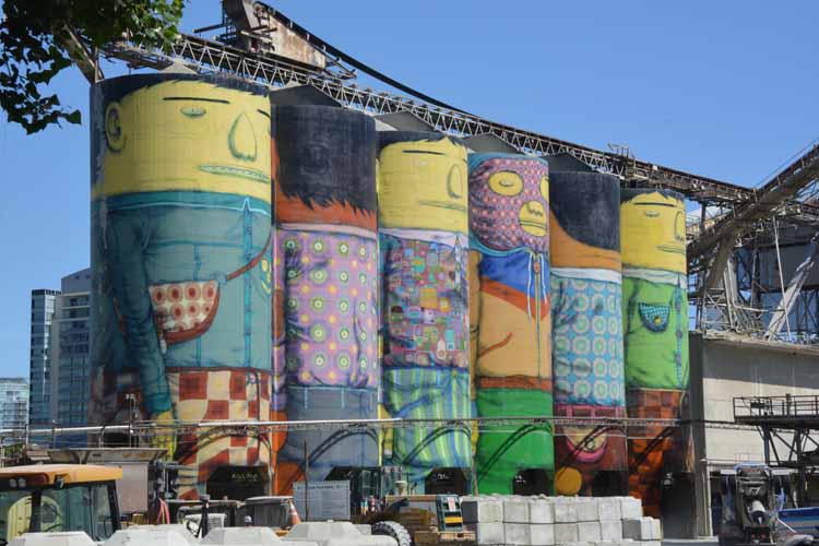 oil barrels decorated as people